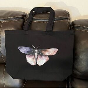 Elegant Black Tote with Butterfly Design